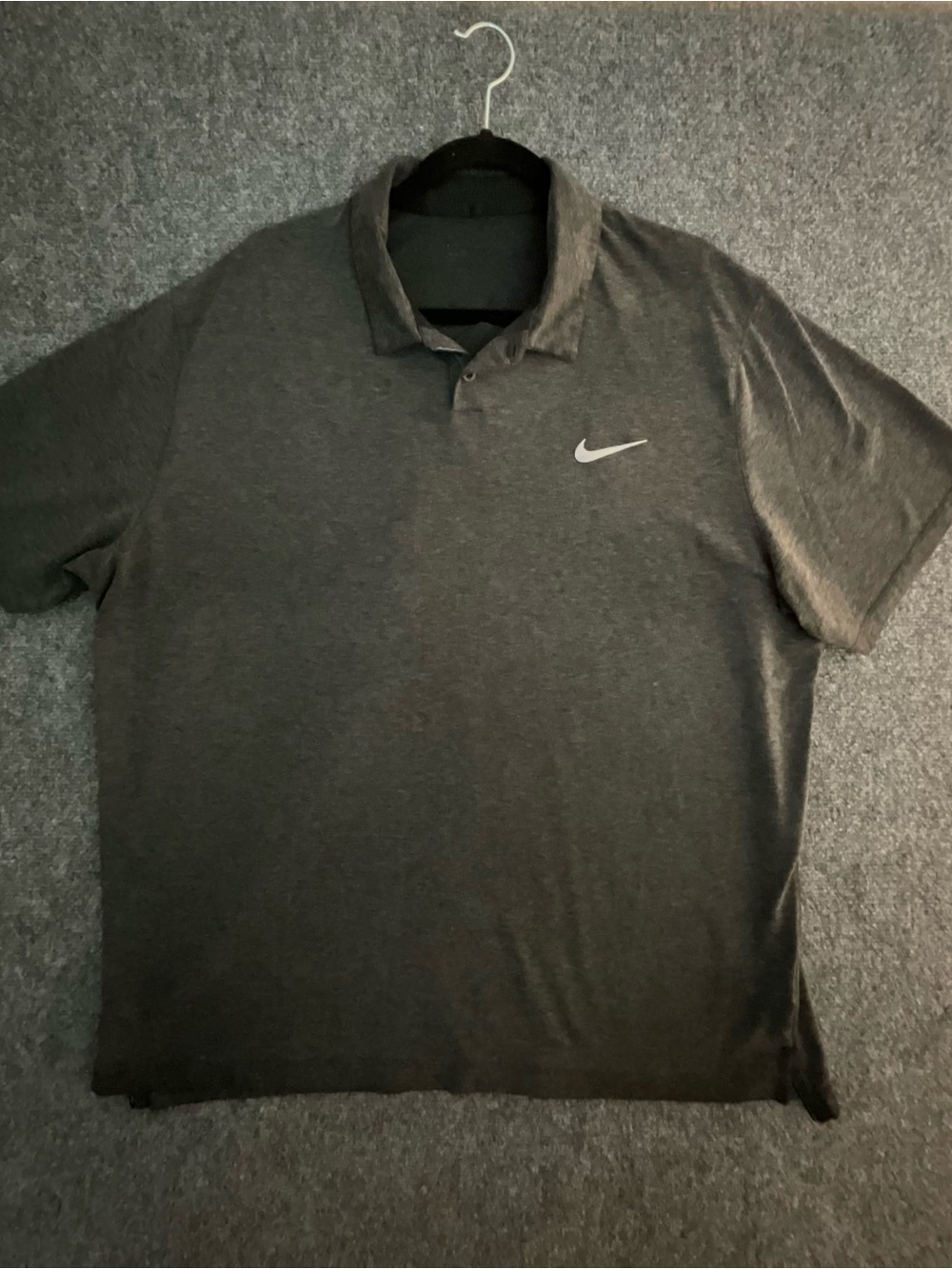 Nike Men's Charcoal Gray Polo with Contrast Swoosh